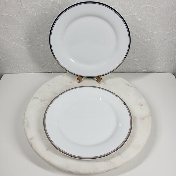 Williams Sonoma Open Kitchen Salad Plate 9" Gold Trim Porcelain 2-Pc Dinnerware - Picture 13 of 16